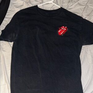 the Rolling Stones Black T‑Shirt with Red Tongue Logo